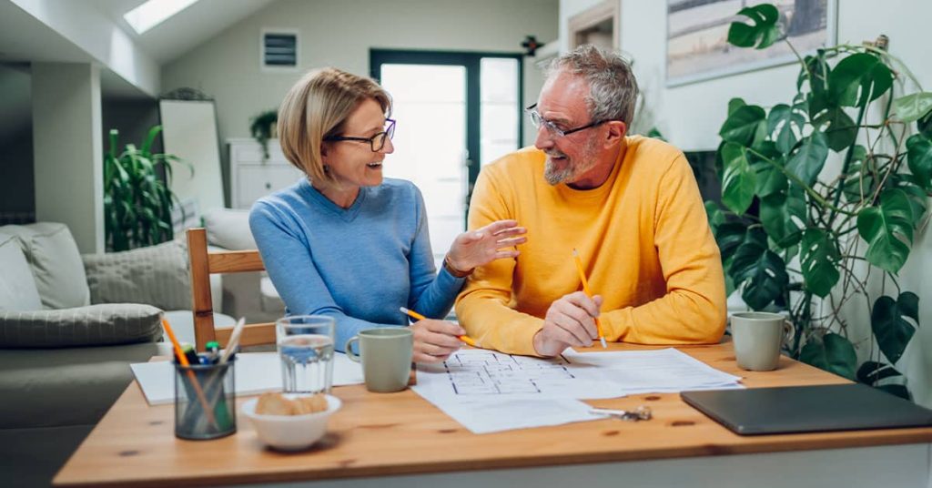 Couple planning renovations using an equity release mortgage option